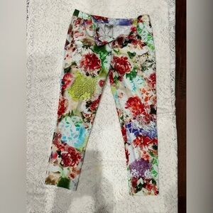 Beige by Eci Multicolor Floral Lace-Print ankle  Pants vacation size 12